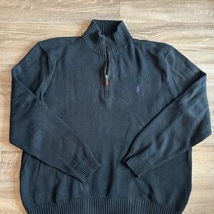 Polo Ralph Lauren Men’s Black Cotton Quarter Zip XXL Purple Pony